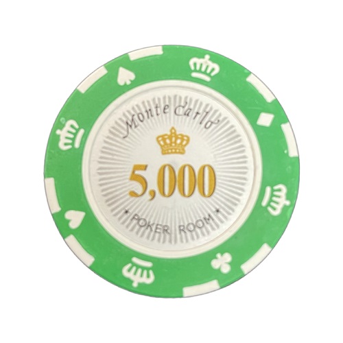 Bilde av Monte Carlo 14g clay sjetonger verdi 5000 25 stk.