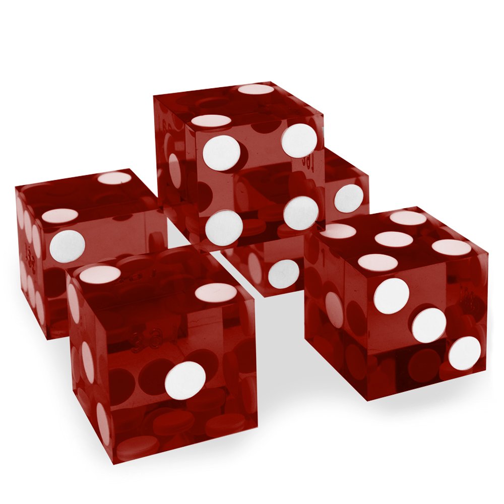 Bilde av 5 stk. rde casino presisjons terninger AAA