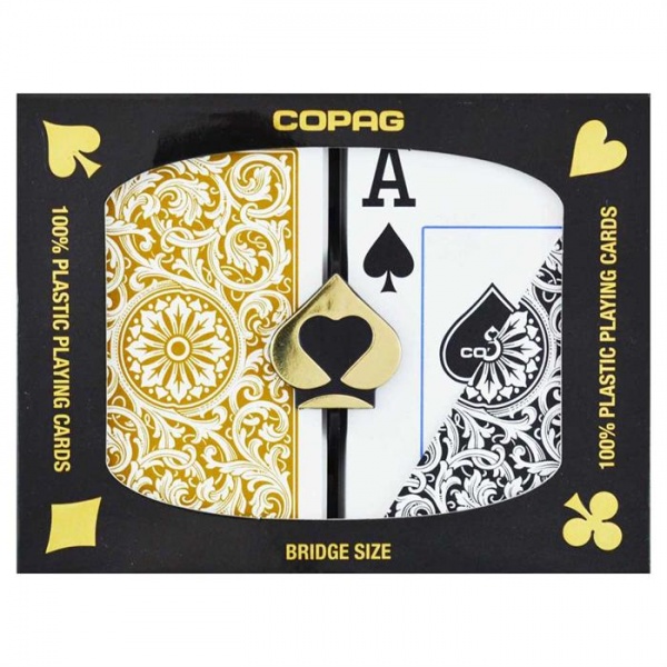 Bilde av Copag pokerkort jumbo index 2pk. (bridge size) black and gold