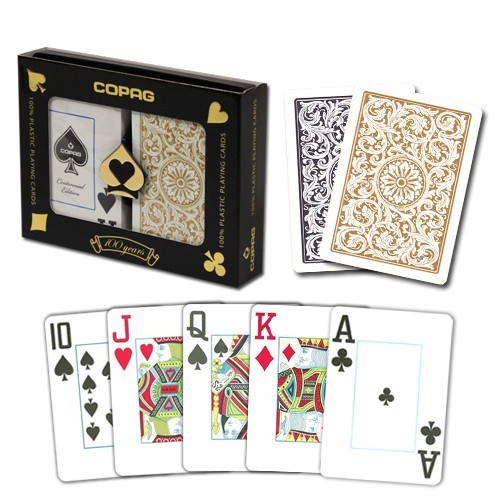 Bilde av Copag pokerkort jumbo index 2pk. (bridge size) black and gold