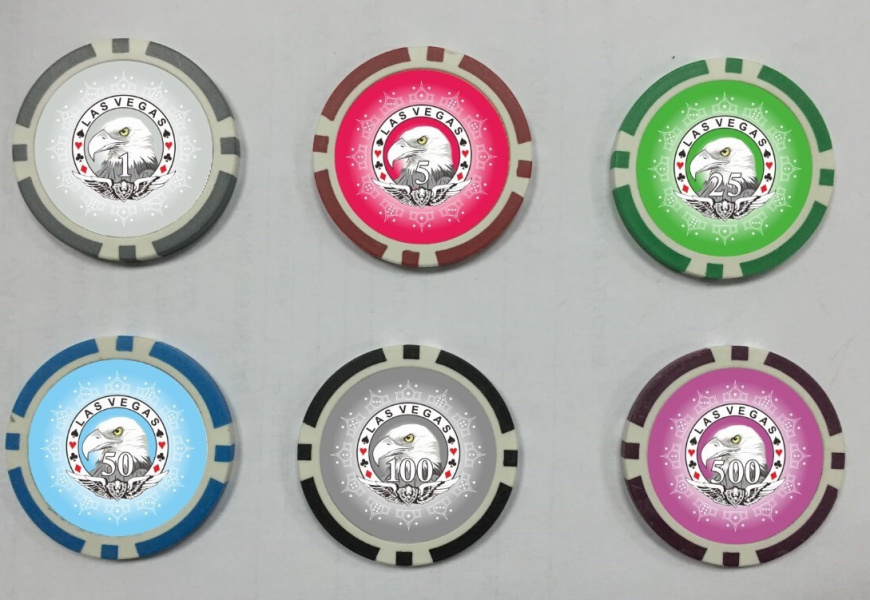 Bilde av 500 Las Vegas eagle poker sjetonger 1-500