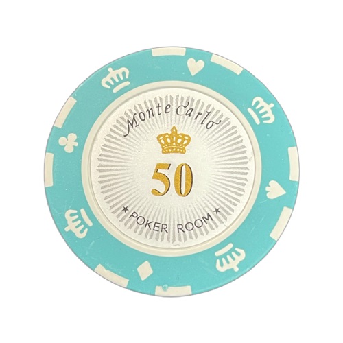 Hovedbilde Monte Carlo 14g clay sjetonger verdi 50 25 stk.