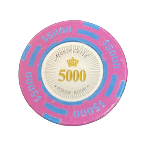 Bilde av Monte Carlo de lux 14g clay sjetonger verdi 5000 25 stk.