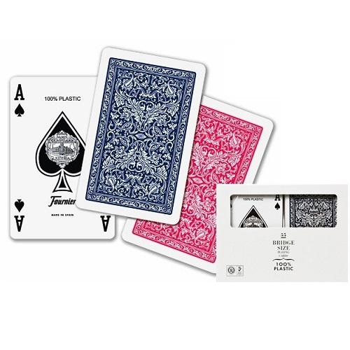 Bilde av Fournier pokerkort reg. index i 4 hjrner 2pk. (bridge size)