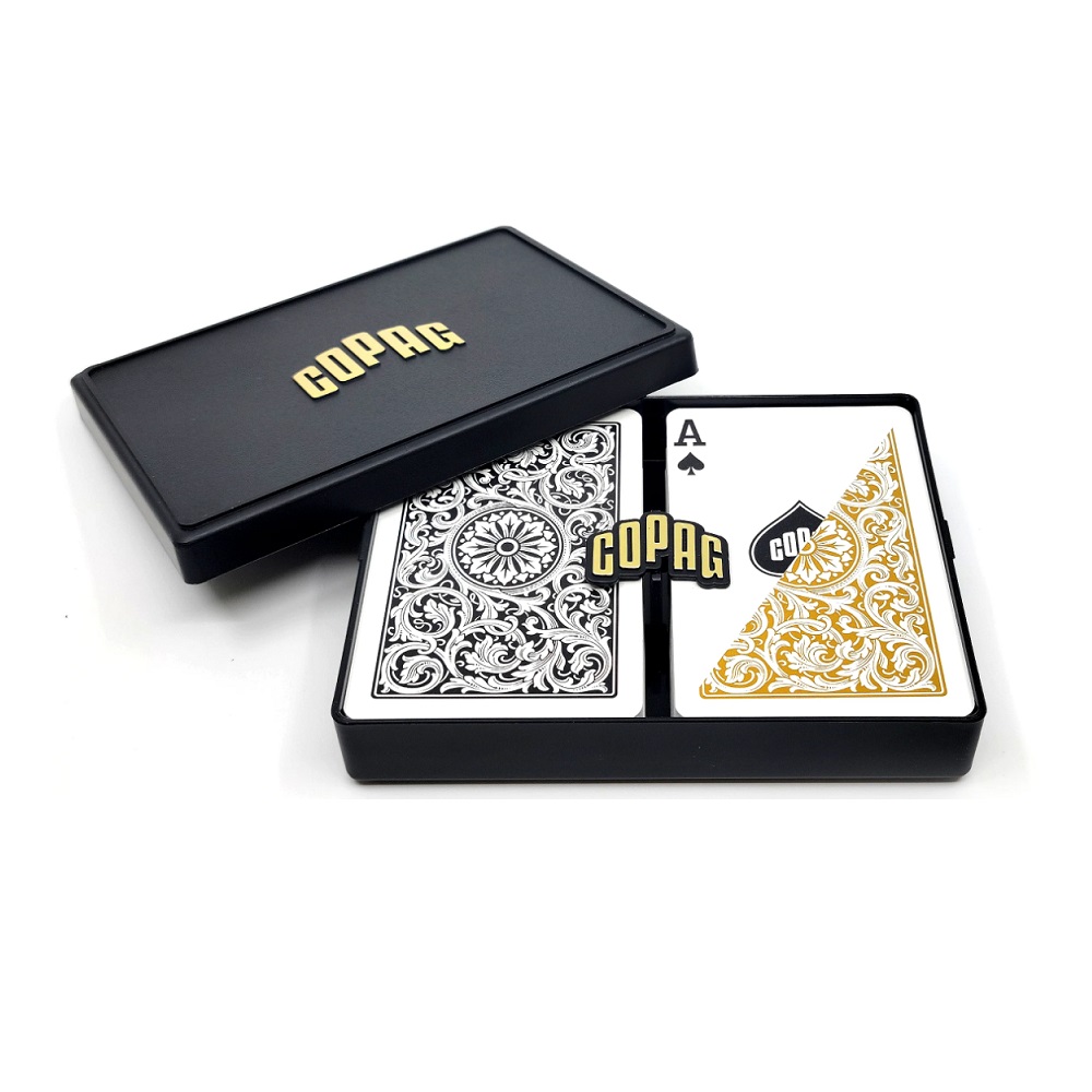 Bilde av Copag pokerkort reg. index 2pk. (bridge size) black and gold